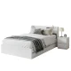 Artiss Aura Bed Frame & Pepe Bedside Table Set – White, Durable Particleboard, USB Ports, Storage Drawers, Modern Design