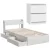 Artiss Aura Bed Frame & Pepe Bedside Table Set – White, Durable Particleboard, USB Ports, Storage Drawers, Modern Design