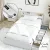 Artiss Aura Bed Frame & Pepe Bedside Table Set – White, Durable Particleboard, USB Ports, Storage Drawers, Modern Design