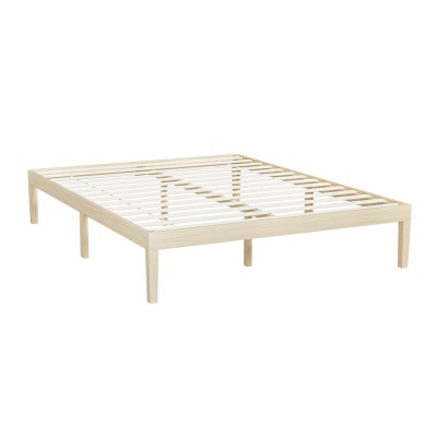 Artiss Bruno Double Size Bed Frame - Solid Pinewood Base, Sturdy Timber Platform with Wooden Slats, Easy Assembly