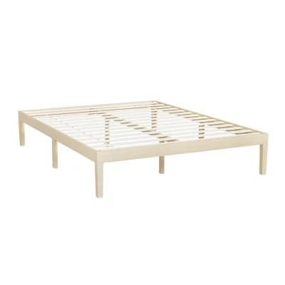 Artiss Bruno Double Size Bed Frame - Solid Pinewood Base, Sturdy Timber Platform with Wooden Slats, Easy Assembly