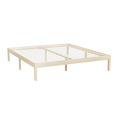 Artiss Bruno King Size Pinewood Bed Frame - Minimalist Design, Solid Wooden Slats, Easy Assembly, 300KG Capacity