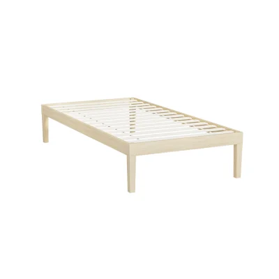 Artiss Bruno Single Bed Frame - Solid Pinewood Base, Timber Platform with Reinforced Slats, Fits Standard AU Mattress