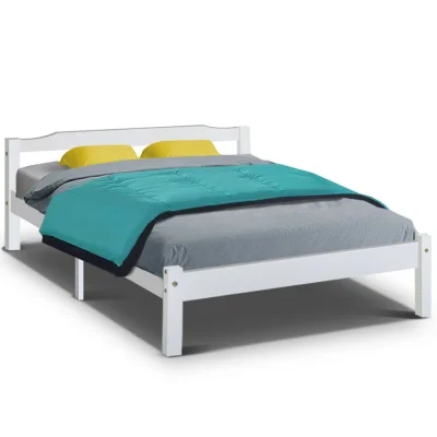 Artiss LEXI Double Bed Frame - Solid Pine, White, Eco-Friendly, Sturdy Design, Fits Standard Australian Mattress Artiss LEXI Double Bed Frame - Solid Pine, White, Eco-Friendly, Sturdy Design, Fits Standard Australian Mattress