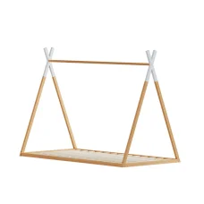 Artiss Wooden Kids House Bed Frame Single Size Oak ENID, Solid Pine, Non-Toxic, Fits Australian Mattress, 150kg Capacity