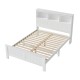 Artiss Double Bed Frame Wooden Pine with 3 Storage Shelves, White, Sturdy Slatted Base, Headboard, Kids/Adults