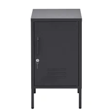 ArtissIn Artiss Bedside Table Metal Cabinet, Cold Rolled Steel, 38x40x69cm, Black, Modern Design, Spacious Storage