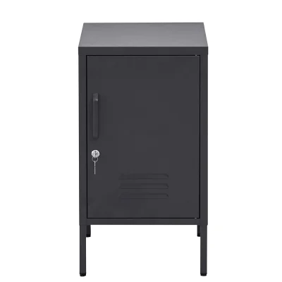 ArtissIn Artiss Bedside Table Metal Cabinet, Cold Rolled Steel, 38x40x69cm, Black, Modern Design, Spacious Storage
