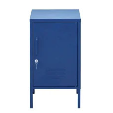 ArtissIn Artiss Bedside Table Metal Cabinet, Cold Rolled Steel, 38x40x69cm, Midnight Blue, Modern Storage Locker