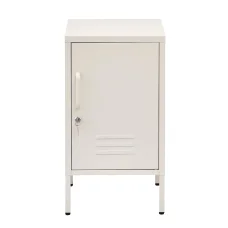 ArtissIn Artiss Bedside Table Metal Cabinet, Cold Rolled Steel, 38x40x69cm, White, Modern Functional Storage Locker
