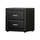 Artiss CADEN Black Bedside Table, 2 Drawers, PVC Leather, 48x40x50cm, Modern MDF Frame, Aluminium Handles, Easy Assembly