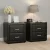 Artiss CADEN Black Bedside Table Set of 2 - Modern PVC Leather, 2 Drawers, MDF Frame, 48.5x40x50cm, Stylish Aluminium