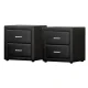 Artiss CADEN Black Bedside Table Set of 2 - Modern PVC Leather, 2 Drawers, MDF Frame, 48.5x40x50cm, Stylish Aluminium