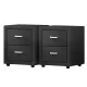 Artiss CADEN Charcoal Bedside Table Set of 2 - Modern Faux Linen, 2 Drawers, 46x40x50cm, MDF Frame, Aluminium Handles