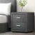 Artiss CADEN Grey Bedside Table with 2 Drawers - Linen Fabric, MDF Frame, Aluminium Handles, 46x40x50cm