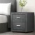 Artiss Caden Grey Bedside Table Set of 2 with Fabric, 2 Drawers, MDF Frame, 46x40x50cm - Modern Bedroom Side Table