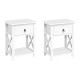 Artiss EMMA White Bedside Tables - 2 Pack, Solid Paulownia Wood, 1 Drawer & Shelf, No Assembly, 40x30x53.5cm Artiss EMMA White Bedside Tables - 2 Pack, Solid Paulownia Wood, 1 Drawer & Shelf, No Assembly, 40x30x53.5cm