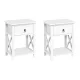 Artiss EMMA White Bedside Tables - 2 Pack, Solid Paulownia Wood, 1 Drawer & Shelf, No Assembly, 40x30x53.5cm