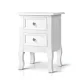 Artiss Bedside Table with 2 Drawers, MDF & Paulownia Wood, 35x30x50cm, White - French Style, Eco-Friendly, Easy Assembly