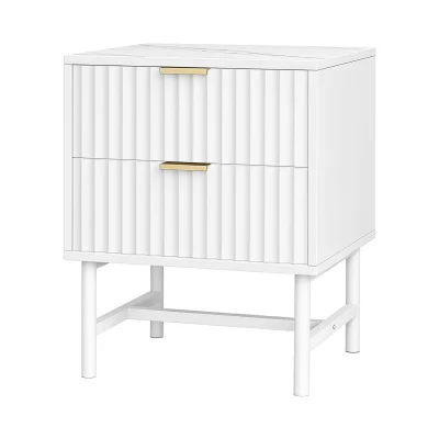 Artiss White Bedside Table with MDF Frame - 2 Drawers, Metal Runners, 43.5x39x55cm - Stylish Bedroom Storage Solution