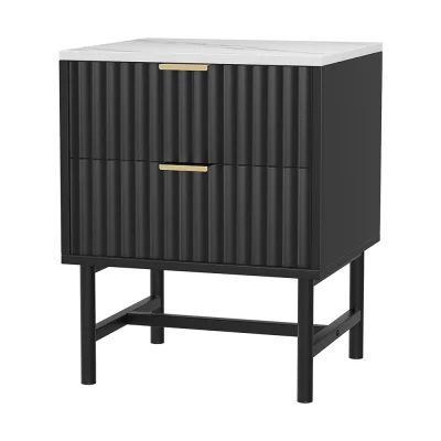 Artiss Bedside Table MDF 43.5x39x55cm Black - 2 Drawers, Stylish Bedroom Storage, Easy Assembly, 1-Year Warranty