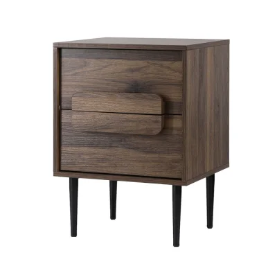 Artiss Bedside Table Nightstand, E1 Particleboard & Metal, Walnut, 45x40x62.5cm, 2 Drawers, Stylish & Functional