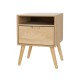 Artiss Bedside Table MDF & Ash Wood Pine 43x41x58cm - Nightstand with Drawer, Open Shelf, Anti-Slip Pads Artiss Bedside Table MDF & Ash Wood Pine 43x41x58cm - Nightstand with Drawer, Open Shelf, Anti-Slip Pads