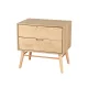 Artiss Gino Oak Bedside Table with Solid Ash Wood Legs, 2 Drawers, Anti-Slip Pads, 60x40x58cm, Easy Assembly