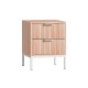Artiss Lura Bedside Table - Pine & White Nightstand with Fluted Front, Metal Legs, 2 Drawers, 40x40x52cm, Easy Assembly