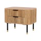 Artiss Bedside Table with 2 Drawers, Paulownia Wood, Pine Finish, 56x42x45.5cm, Metal Legs, Easy Assembly, 1