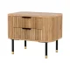 Artiss Bedside Table with 2 Drawers, Paulownia Wood, Pine Finish, 56x42x45.5cm, Metal Legs, Easy Assembly, 1