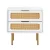 Artiss Rattan Bedside Table 2 Drawers White and Pine, 48x40x50cm, Metal Legs, Particle Board, Modern Nightstand