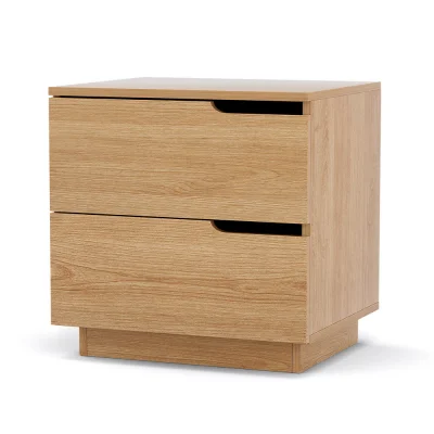 Artiss Pine Bedside Table with 2 Drawers, Air Gap Handles, E1 Particle Board, 48x40x48.5cm – Easy Clean & Assemble