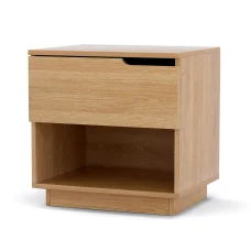 Artiss Pine Bedside Table: E1 Particle Board, 1 Drawer & Shelf, Air Gap Handle, 48x40x48.5cm, Easy-Clean & Anti