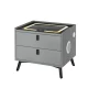 Artiss Smart Bedside Table, PU Leather, 50x40x44cm, Grey, Wireless Charging, Bluetooth Speaker, LED Lights, Storage