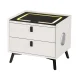 Artiss AIKA Smart Bedside Table 2 Drawers, Wireless Charging, Bluetooth Speaker, LED, Metal Legs, White 50x40x45cm