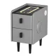 Artiss AIDA Smart Bedside Table 2 Drawers Grey PU Leather, LED Lights, Wireless Charging, Bluetooth Speaker, 45cm