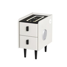 Artiss Aida Smart Bedside Table: Wireless Charging, Bluetooth Speaker, LED Lights, Storage - White Elegance