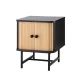 Artiss Boris Bedside Table 40cm Pine Black, Sliding Fluted Doors, Two-Tone Nightstand, Metal Legs, Spacious Storage