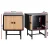 Artiss Boris Bedside Table 40cm Pine Black, Sliding Fluted Doors, Two-Tone Nightstand, Metal Legs, Spacious Storage