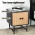 Artiss Boris Bedside Table 40cm Pine Black, Sliding Fluted Doors, Two-Tone Nightstand, Metal Legs, Spacious Storage