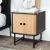 Artiss Boris Bedside Table 40cm Pine Black, Sliding Fluted Doors, Two-Tone Nightstand, Metal Legs, Spacious Storage