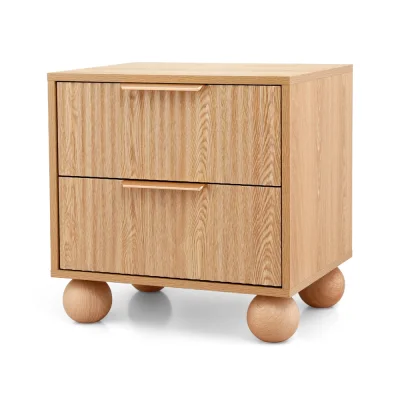 Artiss Rattan Bedside Table with 2 Drawers, Pine Finish, MDF & E1 Particle Board, 50x40x50cm, Easy-Clean & Assemble