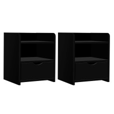 Artiss 2X FARA Bedside Table Black, 1 Drawer with Shelf, 15mm LDF Board, Safe Corners, 37x34x45cm,