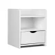 Artiss FARA White Bedside Table with 1 Drawer & Shelf, 15mm LDF Board, Solid Construction, Easy Clean, 37x34x45cm