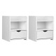 Artiss 2X FARA Bedside Table 1 Drawer with Shelf, 15mm LDF Board, White, Rounded Corners, 37x34x45cm, Artiss 2X FARA Bedside Table 1 Drawer with Shelf, 15mm LDF Board, White, Rounded Corners, 37x34x45cm,