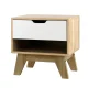 Artiss Iker Bedside Table 1 Drawer with Shelf, White and Oak, 15mm Particle Board, Splayed Legs, 50x39.5x46.5