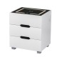 Artiss Smart Bedside Table with 3 Drawers, Wireless Charging, LED, Tempered Glass, 48.5x40x55cm, White