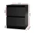 Artiss Pepe Bedside Table Black - 2 Drawers, 15mm Particle Board, Modern Handle-less Design, 40x39.5x50cm, Easy Assembly