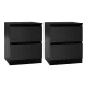 Artiss Pepe 2x Bedside Tables, 2 Drawers, 15mm Particle Board, Handleless Design, 40x39.5x50cm, Black